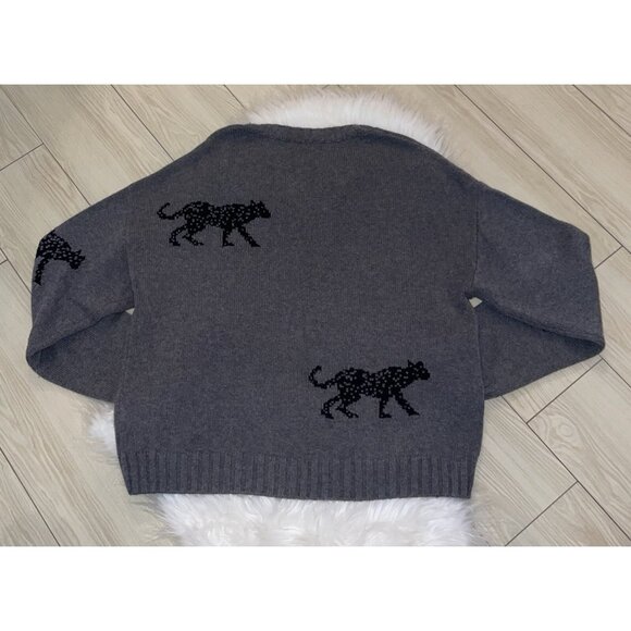 Rails Perci Jungle Cat Cotton Cashmere Ash Gray Crewneck Knit Sweater Womens S - Picture 6 of 6